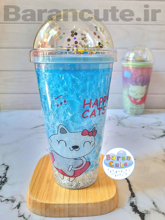 لیوان اسموتی چراغ دار گربه