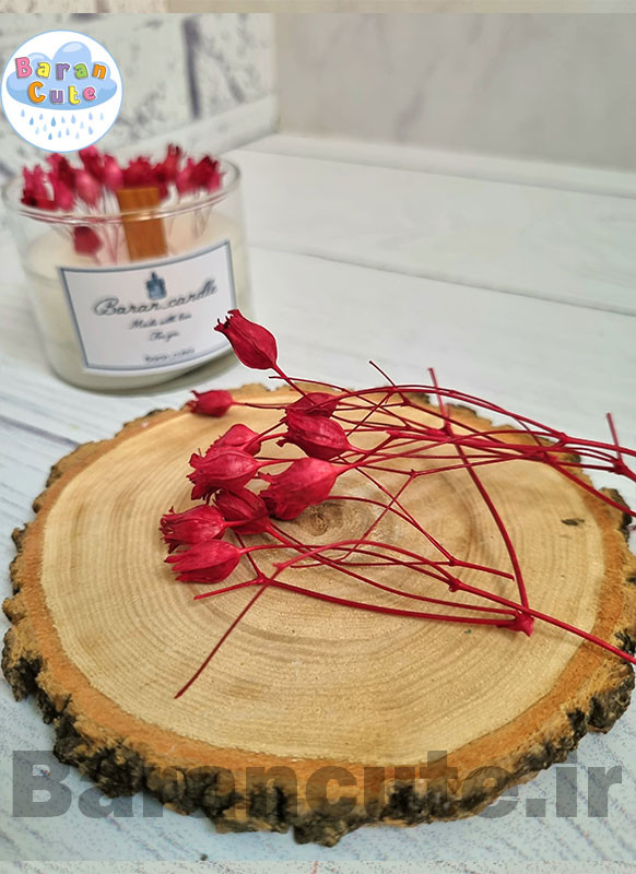 شمع دستساز عطری طرح شات گل نوستالژی طور با فیتیله چوبی