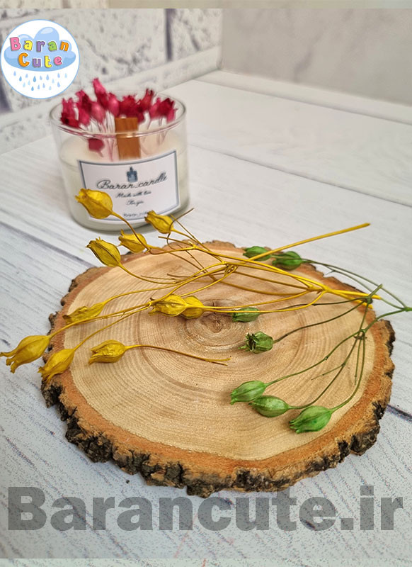 شمع دستساز عطری طرح شات گل نوستالژی طور با فیتیله چوبی
