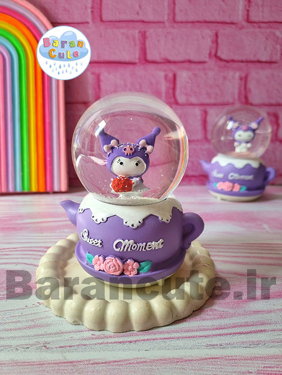 گوی موزیکال برفی چراغ دار (سایز متوسط) طرح کورومی گل قرمز