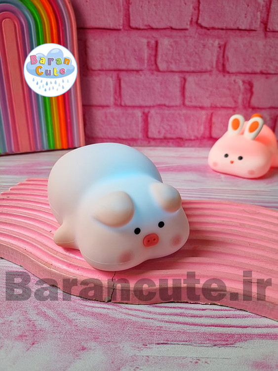 چراغ خواب سیلیکونی لمسی طرح خوک خوابیده کیوت