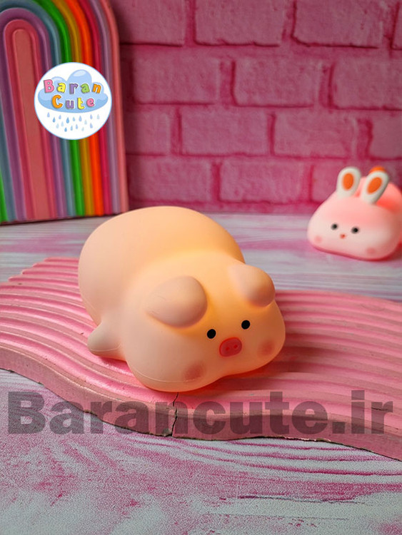 چراغ خواب نرم سیلیکونی لمسی طرح خوک خوابیده کیوت