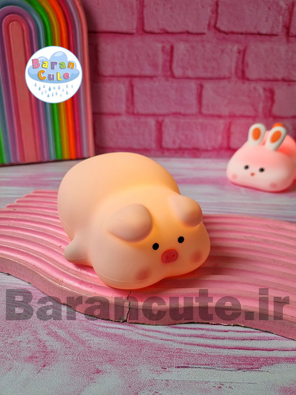 چراغ خواب نرم سیلیکونی لمسی طرح خوک خوابیده کیوت