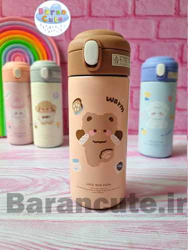 تراول ماگ وارداتی کودک (نی دار) طرح حیوانات بامزه