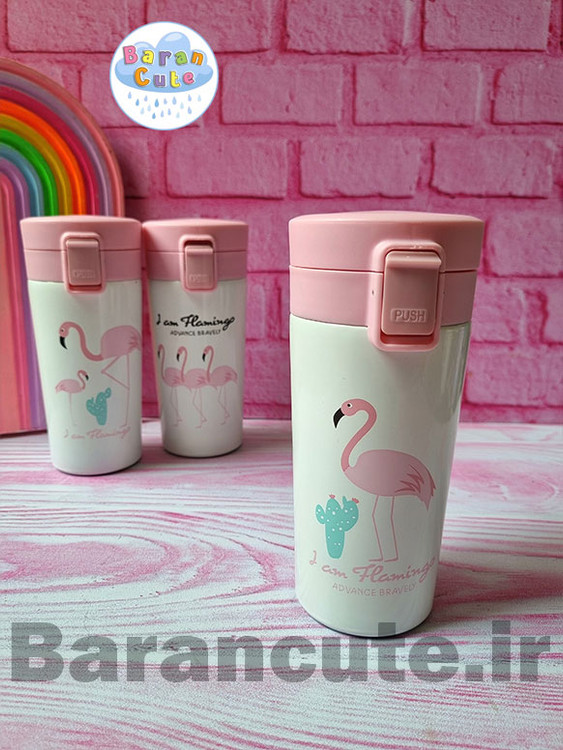 تراول ماگ استیل وارداتی صافی دار طرح فلامینگو