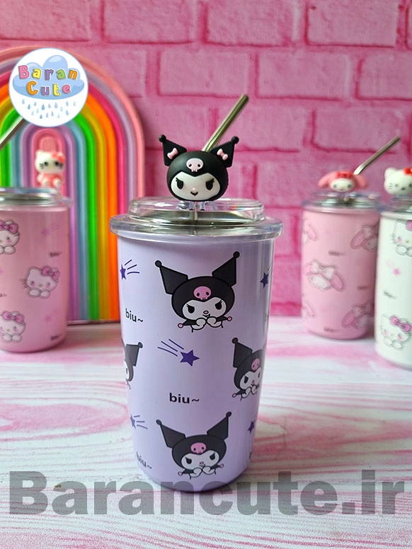 ماگ استیل نی دار وارداتی طرح کورومی و دوستان