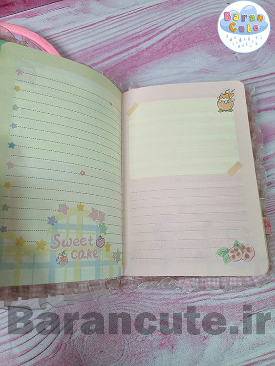 دفتر فانتزی توردار مگنتی داخل طرح دار کیتی