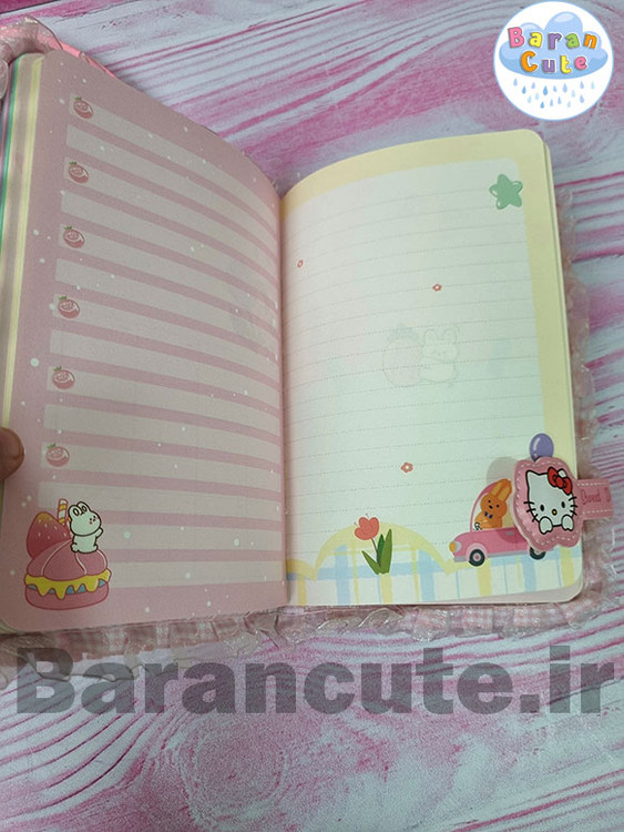 دفتر فانتزی توردار طرح دار طرح کیتی