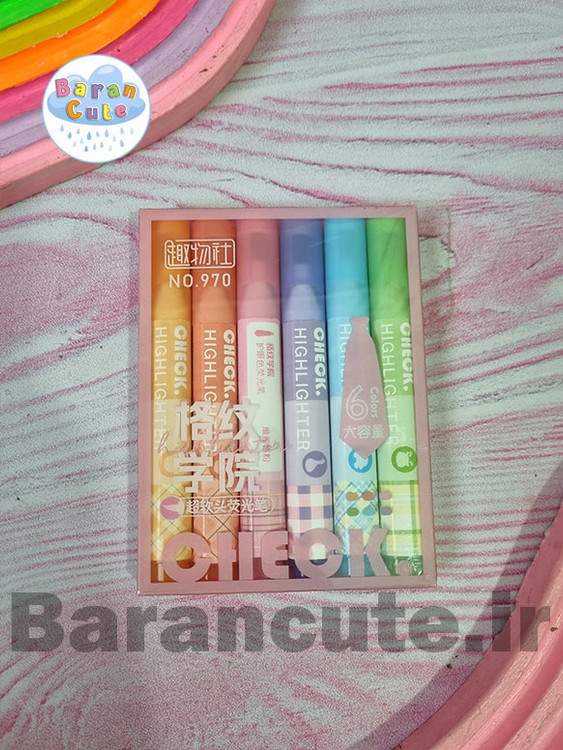 هایلایتر فانتزی وارداتی قلمی طرح پاستیلی