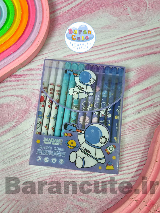 خودکار پاکن دار بسته ی 12 عددی طرح فضانورد