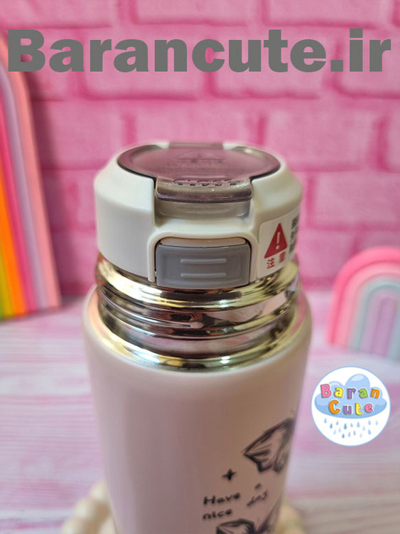 تراول ماگ استیل لیوان دار دو حالته ( نی دار و لب نوش) طرح پروانه