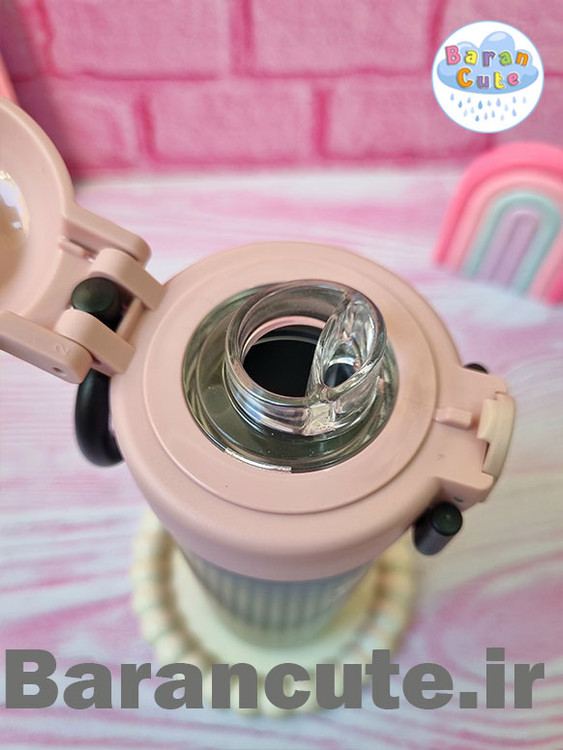 تراول ماگ استیل لیوان دار دو حالته ( نی دار و لب نوش )پروانه