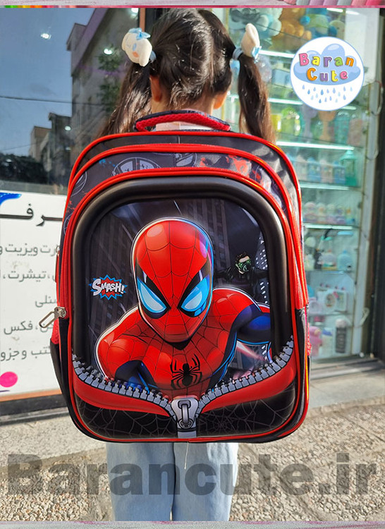کیف و کوله پشتی مدرسه خارجی و وارداتی برجسته طرح مرد عنکبوتی