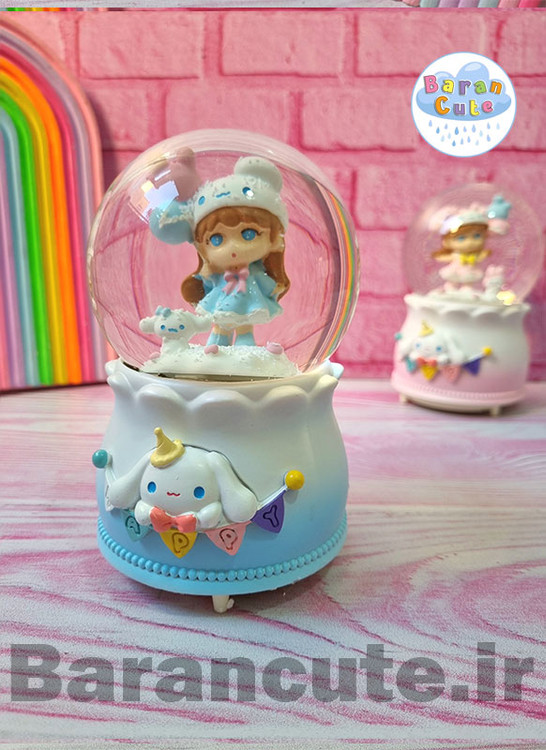 گوی موزیکال پمپی برفی چراغ دار سایز بزرگ طرح دختر سینامورول