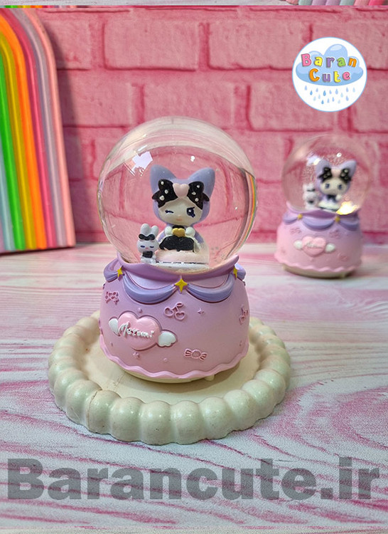 گوی موزیکال برفی چراغ دار (سایز متوسط) طرح کورومی و خرگوش B