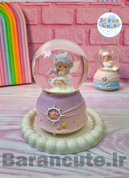 گوی موزیکال برفی چراغ دار (سایز متوسط) طرح فرشته مو یاسی