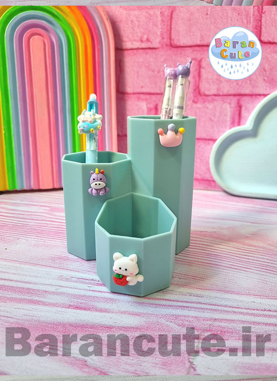 جاقلمی فانتزی سه قسمته پیکسل دار سبز آبی