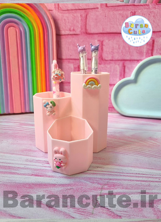 جاقلمی فانتزی سه قسمته پیکسل دار رنگ صورتی