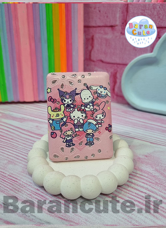 آینه جیبی جلد چرمی شاین دار دو طرفه طرح کورومی و دوستان