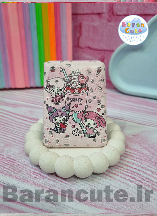 آینه جیبی جلد چرمی شاین دار دو طرفه طرح کورومی و دوستان