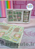 پک چسب واشی 5 عددی به همراه استیکر ورقه ای دختر سبز