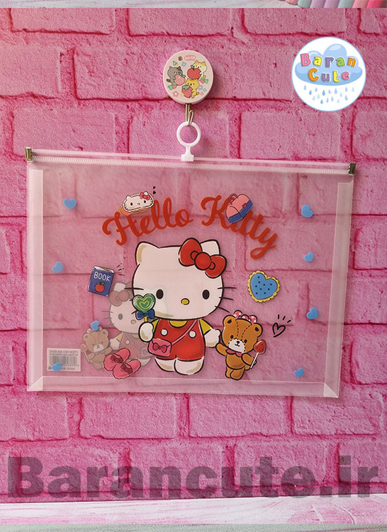 پوشه زیپ دار فانتزی a4 طرح کیتی