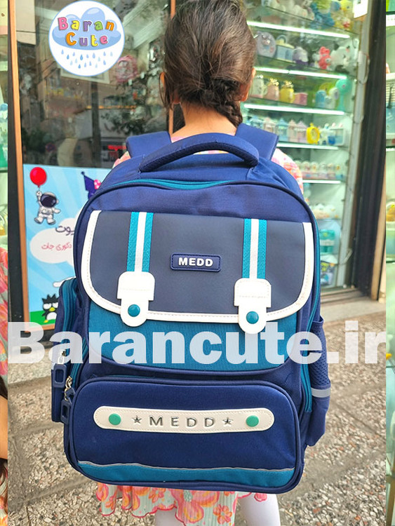 کیف و کوله پشتی مدرسه خارجی و وارداتی طرح medo سبز سورمه ای