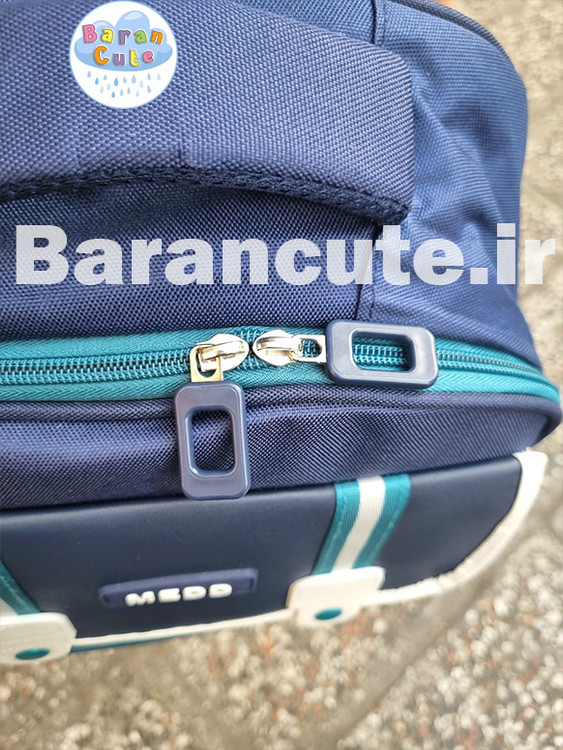 کیف و کوله پشتی مدرسه خارجی طرح medo سبز سورمه ای