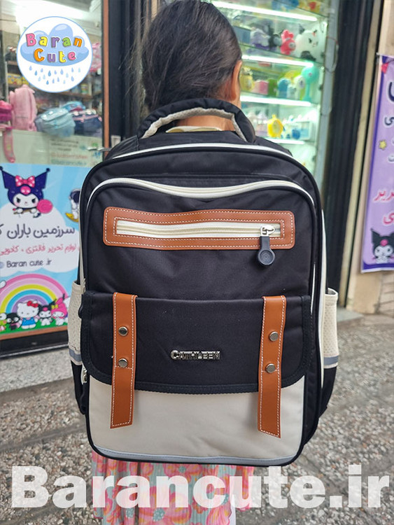 کیف و کوله پشتی مدرسه خارجی و وارداتی طرح بند چرمی رنگ مشکی