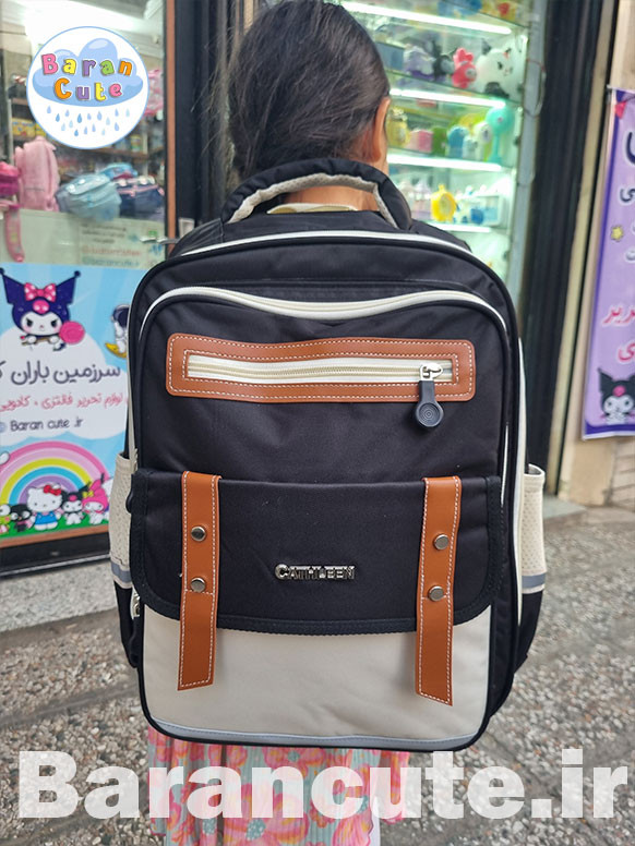 کیف و کوله پشتی مدرسه خارجی و وارداتی طرح بند چرمی رنگ مشکی