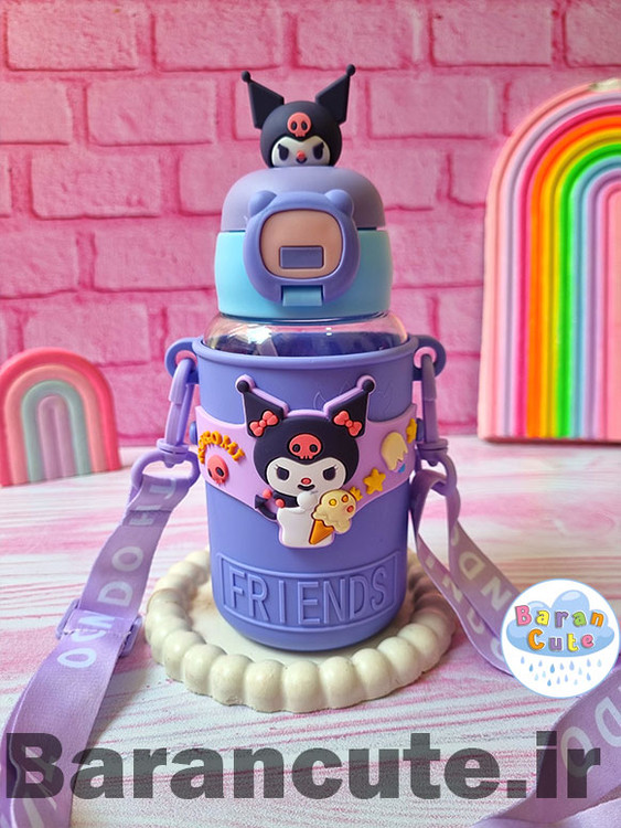 قمقمه فانتزی وارداتی نی دار با محافظ و عروسک سیلیکونی طرح کورومی