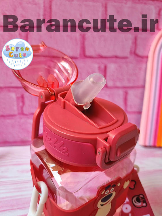 قمقمه فانتزی وارداتی نی دار خرس توت فرنگی