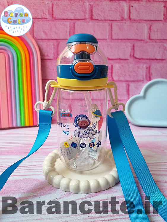 قمقمه فانتزی وارداتی دو حالته لب نوش پسرانه طرح فضایی آبی