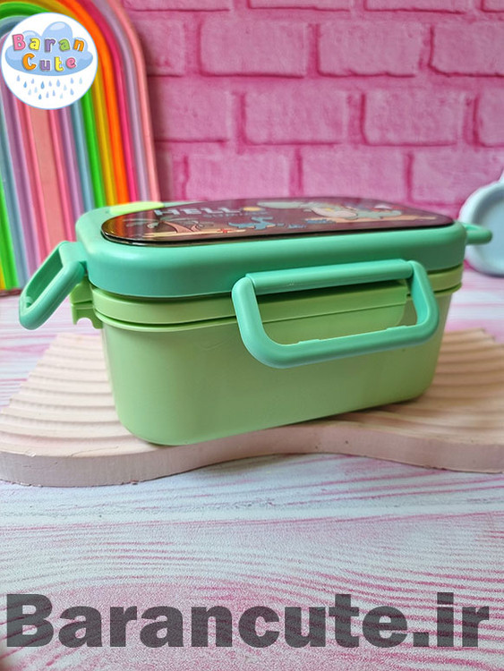 ظرف غذا پلاستیکی 2 طبقه به همراه قاشق و چنگال دایناسور