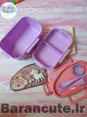 ظرف غذا 2 طبقه به همراه قاشق و چنگال طرح یونیکورن