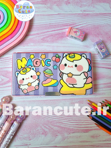 جامدادی کتابی مگنتی بزرگ دو طرفه طرح یونیکورن کیوت