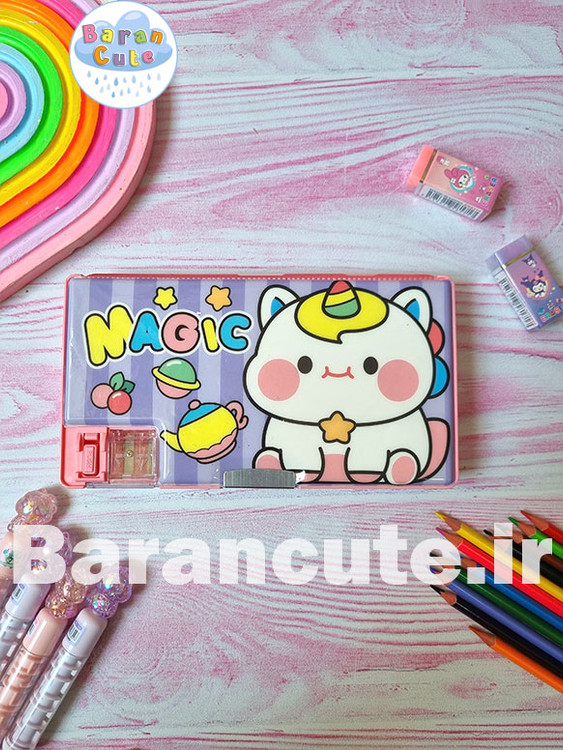 جامدادی کتابی مگنتی بزرگ دو طرفه یونیکورن کیوت