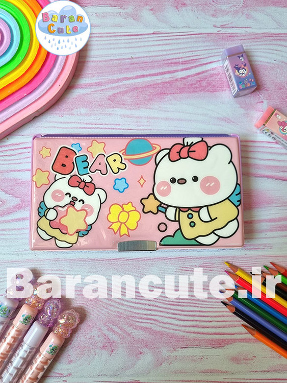 جامدادی کتابی مگنتی بزرگ دو طرفه طرح تدی پاپیونی