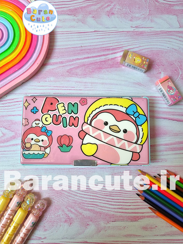 جامدادی کتابی مگنتی بزرگ دو طرفه طرح پنگوئن کیوت