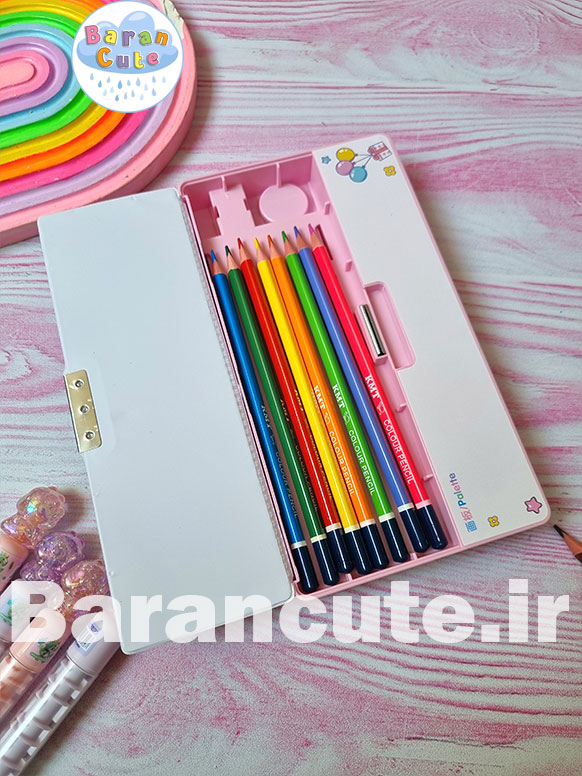 جامدادی کتابی کشو دار به همراه وایت برد و قطب نما طرح یونیکورن