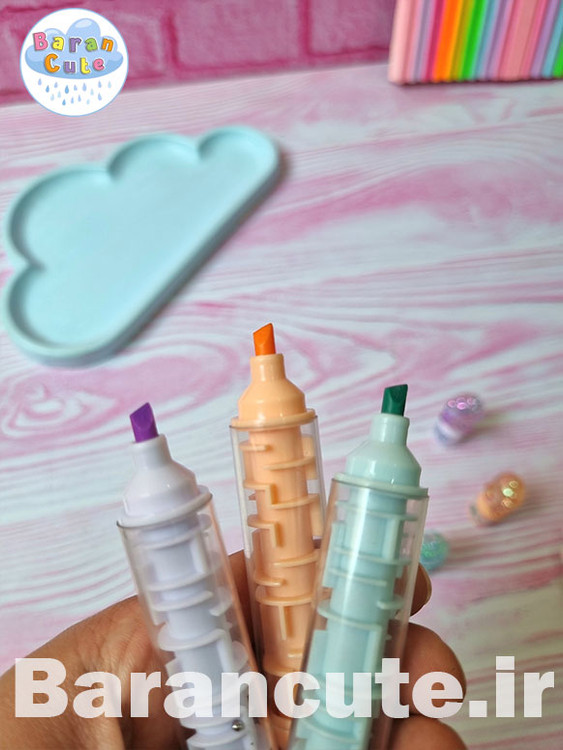 هایلایتر پاستیلی با درب عروسکی هولوگرامی طرح دایناسور