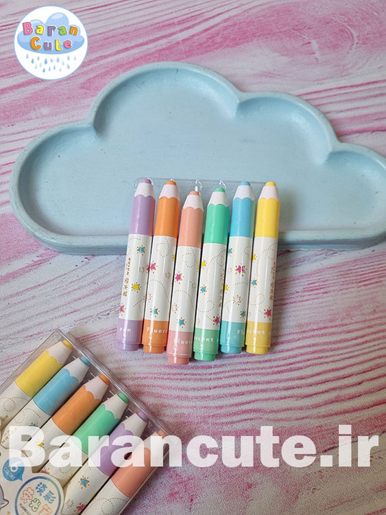 هایلایتر فانتزی پاستیلی 6 رنگ طرح مداد