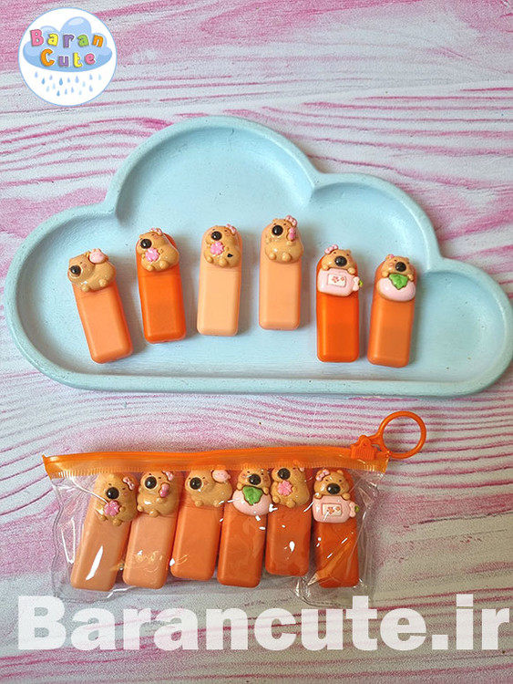 هایلایتر فانتزی پاستیلی 6 رنگ طرح کاپی بارا