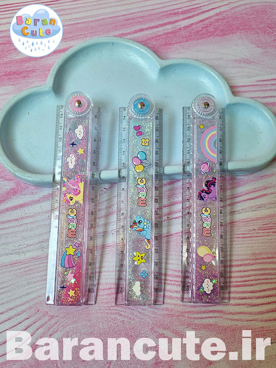 خط کش فانتزی آکواریومی تاشو شابلون دار طرح پونی