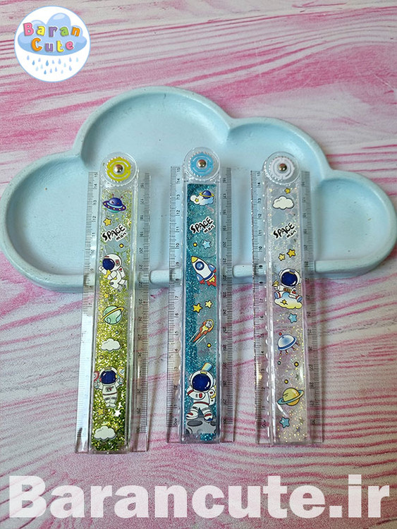 خط کش فانتزی آکواریومی تاشو شابلون دار طرح فضانورد