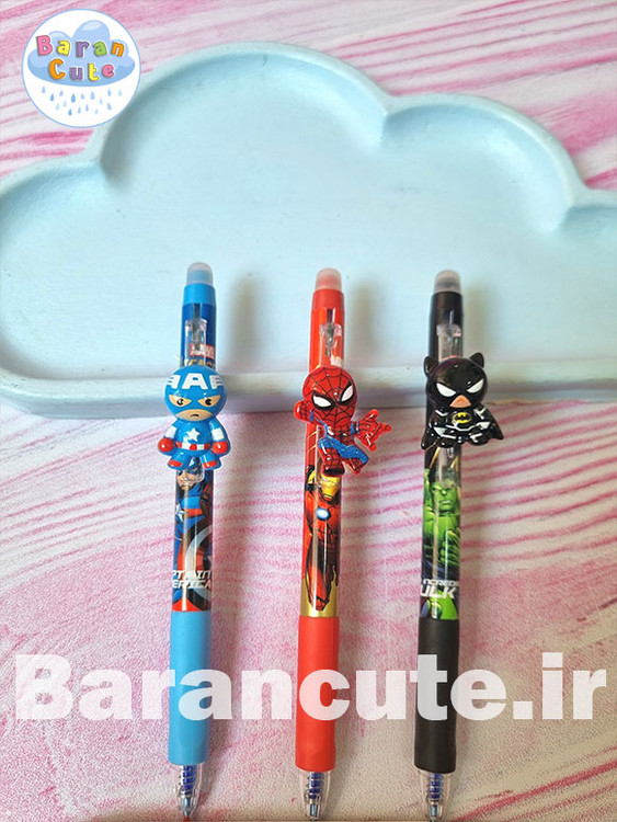 خودکار پاکن دار کلیکی عروسکی گریپ دار (چرخشی) طرح قهرمانان