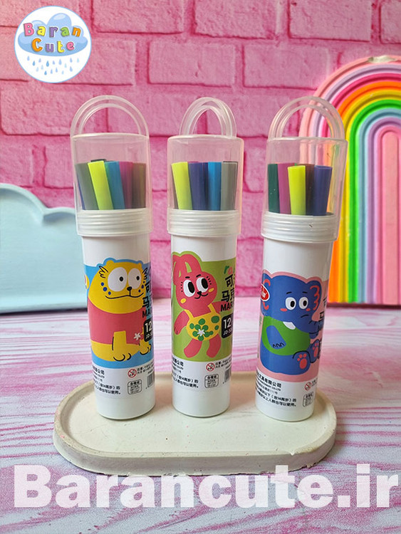 ماژیک نقاشی 12 رنگ طرح حیوانات بامزه