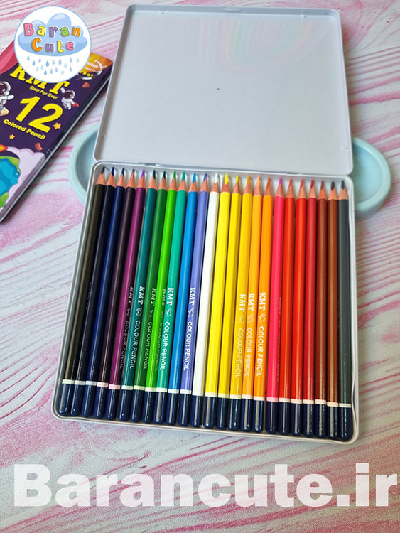مداد رنگی وارداتی 24 جعبه فلزی طرح پری دریایی