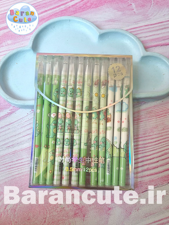 خودکار پاکن دار بسته ی 12 عددی طرح دایناسور