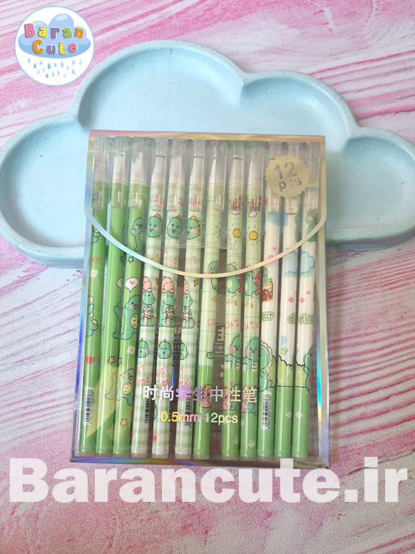 خودکار پاکن دار بسته ی 12 عددی طرح دایناسور